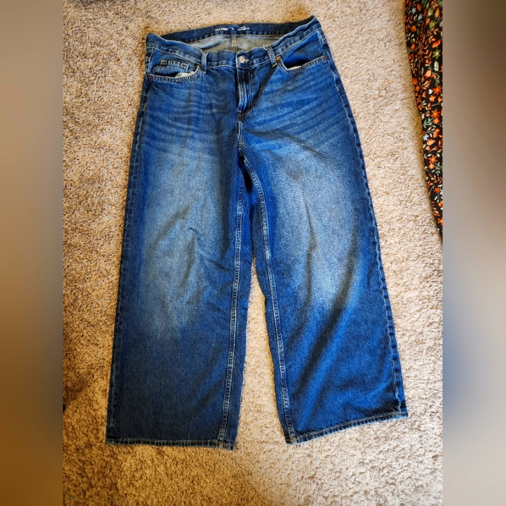 Old navy Blue baggy wide leg Denim Jeans 14